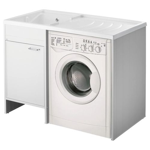 Lavatoio con coprilavatrice in PVC da 109x60, comprensivo di asse di lavaggio in PP e di kit di scarico autopulente.