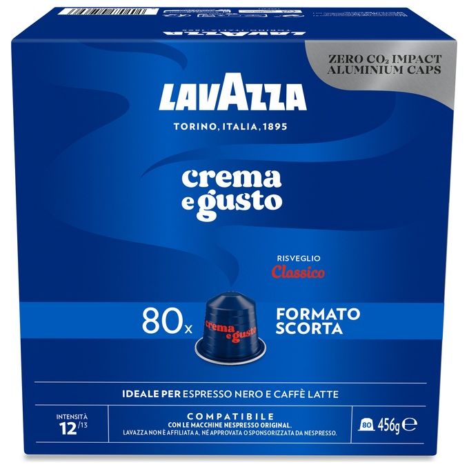 Lavazza 80 Capsule Alluminio Lavazza Crema e Gusto Classico Compatibili Nespresso