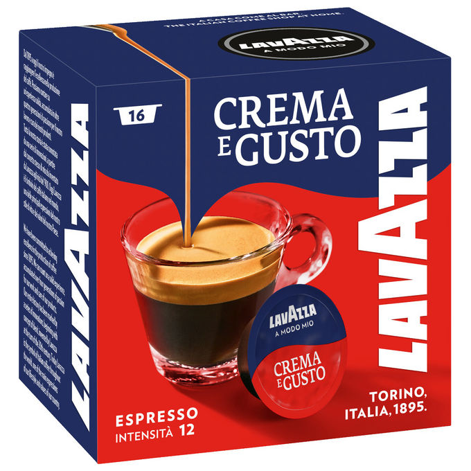 Lavazza, 16 Capsule Caffe' Crema e Gusto, Sistema A Modo Mio, Tosta...
