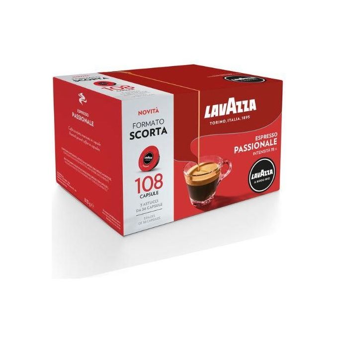 108 (3x36) CIALDE CAPSULE CAFFE' LAVAZZA A MODO MIO QUALITA' ROSSA BOX  RISPARMIO