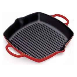 Grill Quadrato Profondo Evolution in Ghisa Vetrificata 30cm Ciliegia