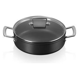 Saute' in Alluminio Antiaderente con Coperchio Vetro 28cm Nero