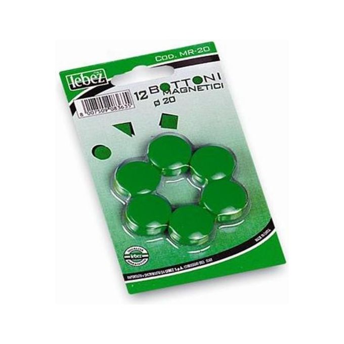 Lebez Bottoni Magnetici 20mm 12 Pezzi Verde