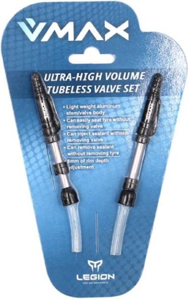 Legion Valvole Bicicletta Tubeless (Coppia) V-Max Per Cerchi 13,5-21,5Mm Alluminio