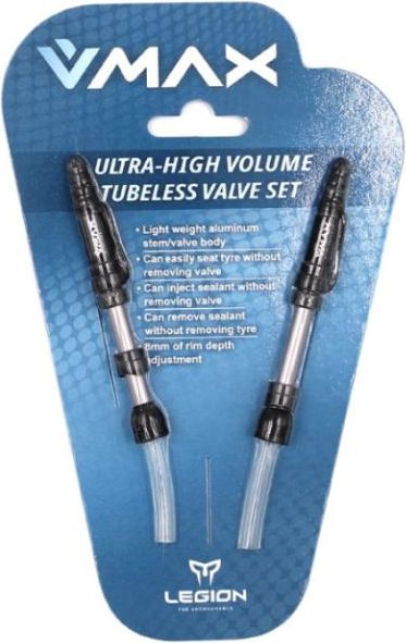 Legion Valvole Bicicletta Tubeless (Coppia) V-Max Per Cerchi 21,5-29,5Mm Alluminio