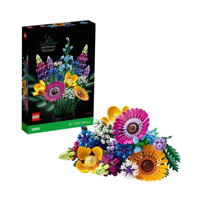 LEGO Icons 10313 Bouquet Fiori Selvatici Finti con Papaveri e Lavanda Artificiali, Idea Regalo Adulti, Botanical Collection