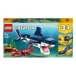 LEGO Creator 31088 Creature degli Abissi, Set 3 in 1 con Squalo Giocattolo e Animali Marini, Giochi per Bambini, Idee Regalo