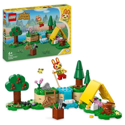 Animal Crossing 77047 Bonny in Campeggio, Giochi Creativi per Bambini 6+ con Coniglietto Giocattolo e Tenda da Costruire