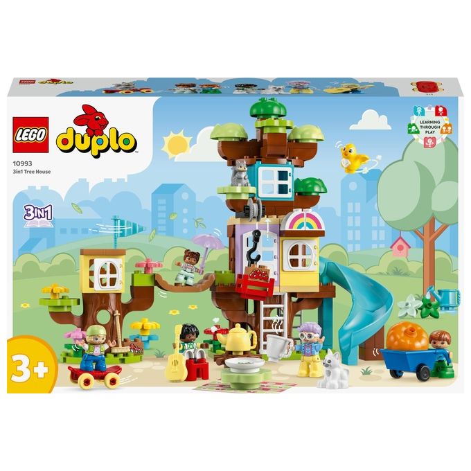 LEGO DUPLO 10993 Casa sull’Albero 3 in 1, Giochi per Bambini 3+ Anni, Attività Didattiche con 4 Personaggi e Animali Giocattolo
