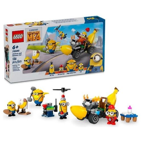 LEGO Cattivissimo Me I Minions e l'Auto Banana Set dal Film della Illumination Macchina Giocattolo da Costruire Giochi Creativi per Bambini e Bambine da 6 Anni con Minifigure Idea Regalo 75580