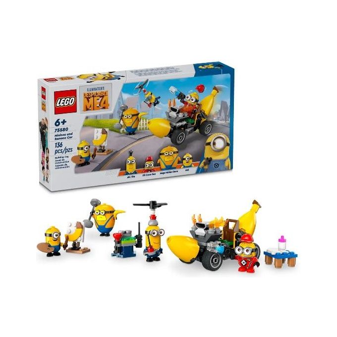 LEGO Cattivissimo Me I Minions e l'Auto Banana Set dal Film della Illumination Macchina Giocattolo da Costruire Giochi Creativi per Bambini e Bambine da 6 Anni con Minifigure Idea Regalo 75580