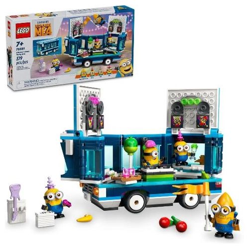 LEGO Cattivissimo Me Il Party Bus Musicale dei Minions Set dal Film della Illumination Autobus Giocattolo da Costurire Giochi Creativi per Bambini da 7 Anni con 4 Minifigure Idea Regalo 75581