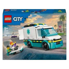 City Ambulanza di Emergenza Giocattolo con 2 Minifigure - Giochi Educativi per Bambini e Bambine da 5 Anni in su - Idee Regalo per l'Apprendimento per Compleanni e Feste - 60451