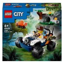 LEGO City ATV dell'Esploratore della Giungla Giochi per Bambini e Bambine da 6 Anni Veicolo Giocattolo da Costruire con Minifigure di Johnny Thunder e Panda Rosso Piccolo Regalo di Compleanno 60424