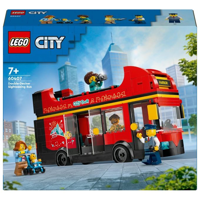 Image of LEGO City Autobus Turistico Rosso a Due Piani Giochi per Bambini e Bambine da 7 Anni in su con Veicolo Giocattolo in Stile Londinese da Costruire e 5 Minifigure Idea Regalo di Compleanno 60407