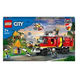 LEGO City Fire 60374 Autopompa dei Vigili del Fuoco, Unità di Comando Pompieri, Camion Giocattolo e Droni, Giochi per Bambini