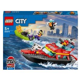LEGO City Fire 60373 Barca di Soccorso Antincendio dei Vigili del Fuoco, Nave Giocattolo, Gommone e Minifigure, Idee Regalo