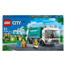 LEGO City 60386 Camion per il Riciclaggio dei Rifiuti, Giocattolo con 3 Bidoni Raccolta Differenziata, Giochi Educativi