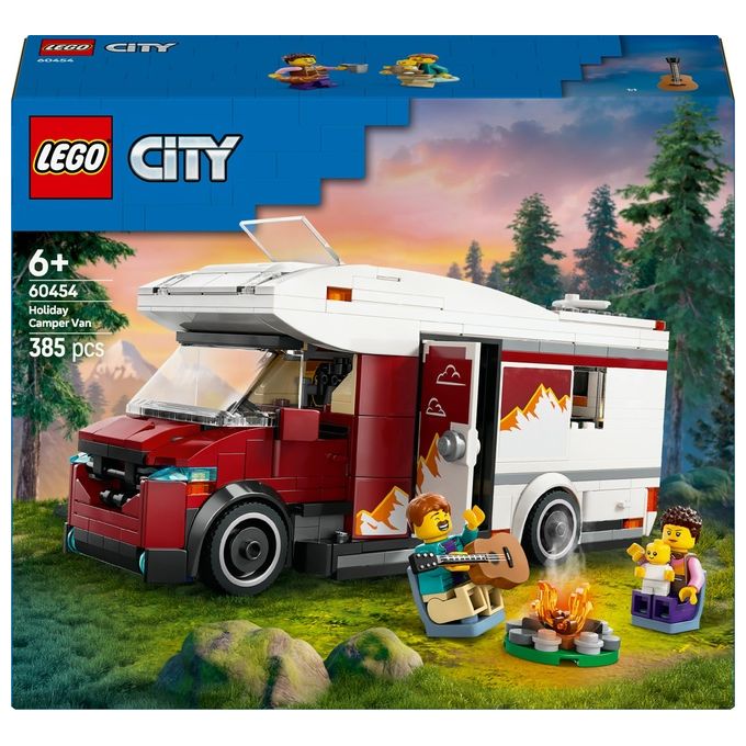 LEGO City Camper Van delle Vacanze d'Avventura - Veicolo Giocattolo da Costruire Giochi per Bambini e Bambine da 6 Anni con 3 Minifigure e Accessori - Idee Regalo per Compleanni e Feste - 60454