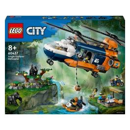 LEGO City Elicottero dell'Esploratore nella Giungla Modellino di Veicolo Giocattolo da Costruire con Doppi Rotori Giochi per Bambini da 8 Anni con Campo Base 3 Animali Gorilla e 5 Minifigure 60437