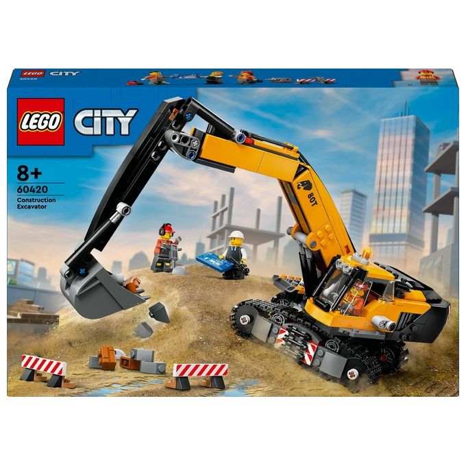 Image of LEGO City Escavatore da Cantiere Giallo Giochi Creativi per Bambini e Bambine da 8 Anni Veicolo Giocattolo da Cantiere con Funzioni Reali e 3 Minifigure (Operaio Operatore e Architetto) 60420