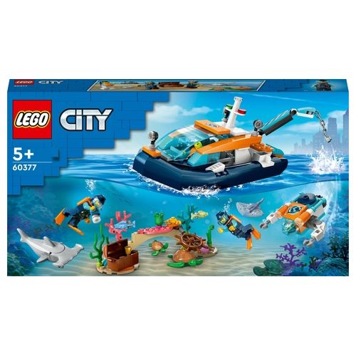 LEGO City 60377 Batiscafo Artico, Barca Giocattolo con Mini-Sottomarino e Animali Marini: Squalo, Granchio, Tartaruga e Manta