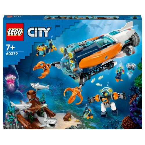 LEGO City 60379 Sottomarino per Esplorazioni Abissali Giocattolo con Drone e Relitto di Barca, Regalo per Bambini 7+ Anni