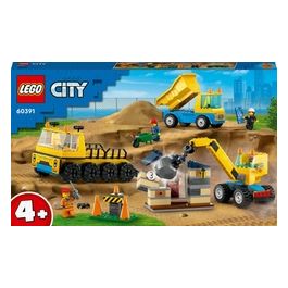 LEGO City 60391 Camion da Cantiere e Gru con Palla da Demolizione, Set con Veicoli Giocattolo, Giochi Educativi per Bambini 4+