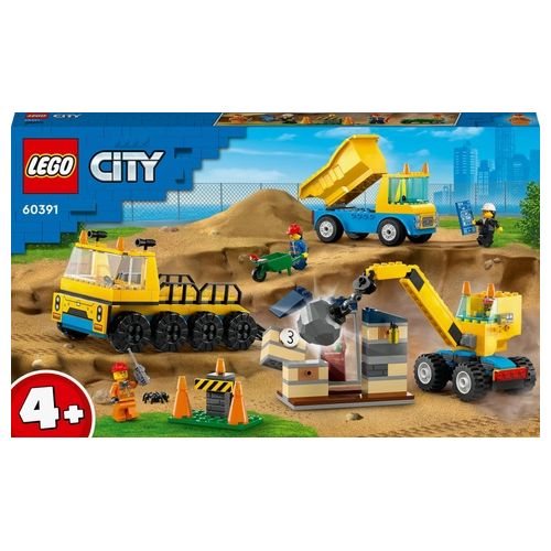 LEGO City 60391 Camion da Cantiere e Gru con Palla da Demolizione, Set con Veicoli Giocattolo, Giochi Educativi per Bambini 4+