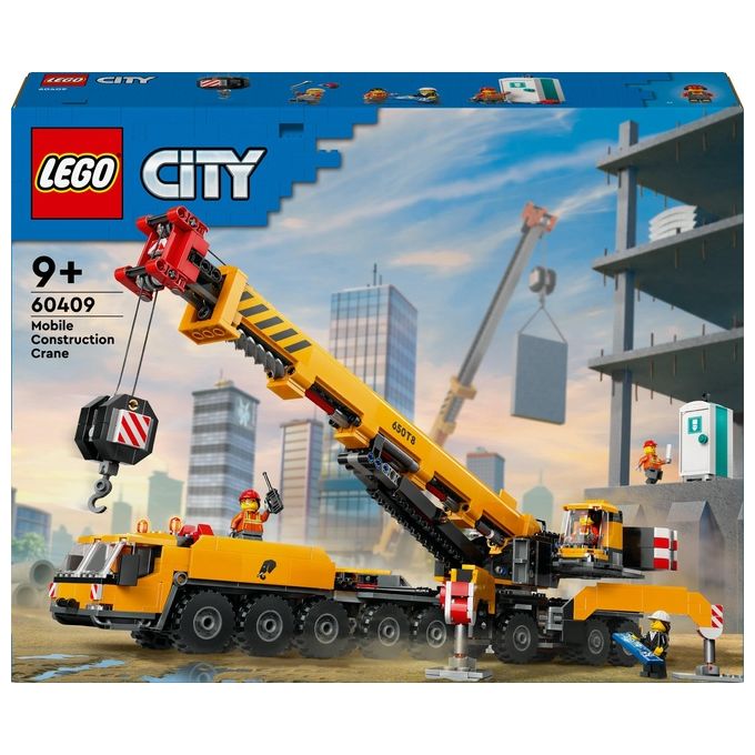 Image of LEGO City Gru da Cantiere Mobile Gialla Giochi Creativi per Bambini e Bambine da 9 Anni con Veicolo Giocattolo da Cantiere con Funzioni Realistiche e 4 Minifigure Idea Regalo Divertente 60409