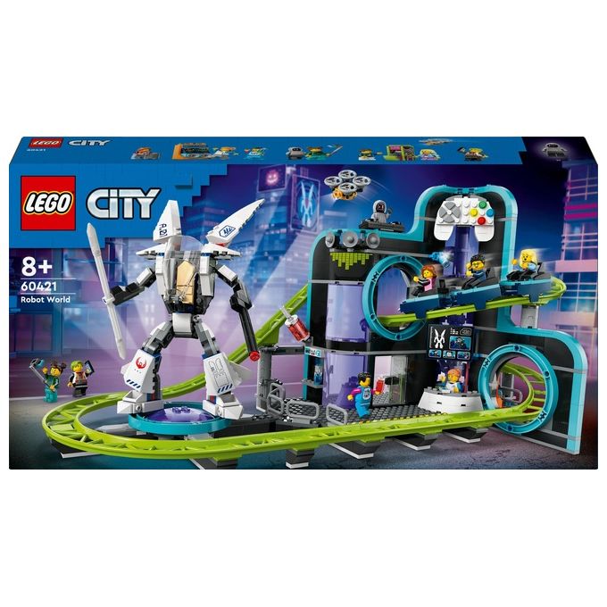 LEGO City Montagne Russe di Robot World Parco Giochi Avventura per Bambini e Bambine da 8 Anni in su da Costruire Giocattolo Creativo con Mech Snodabile Idea Regalo di Compleanno 60421