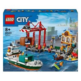 LEGO City Porto e Nave Merci Giochi di Ruolo per Bambini e Bambine da 8 Anni con Barca Giocattolo Gru Portuale Funzionante Moto d'Acqua e 8 Minifigure Idea Regalo Creative di Compleanno 60422