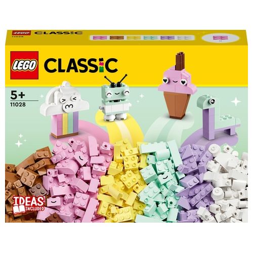 LEGO Classic 11028 Divertimento Creativo Pastelli, Set Costruzioni in Mattoncini con Dinosauro Giocattolo, Giochi per Bambini