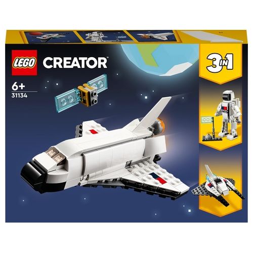 LEGO Creator 31134 Space Shuttle, Set 3 in1 con Astronauta e Astronave Giocattolo, Giochi per Bambini 6+ Idea Regalo Creativa