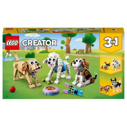 LEGO Creator 31137 Adorabili Cagnolini, Set 3 in 1 con Bassotto, Carlino, Barboncino e altri Animali, Giocattolo da Costruire
