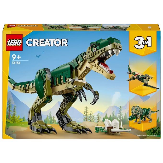 LEGO Creator 3 in 1 T. Rex Dinosauro Giocattolo Trasformabile in 3 Modellini Snodabili come Triceratopo e Pterodattilo Giochi per Bambini e Bambine da