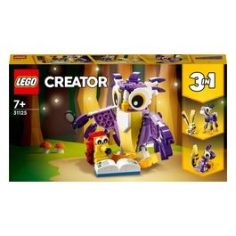 LEGO Creator 31125 3in1 Creature della Foresta Fantasy, Set con Animali Giocattolo per Bambini di 7+ Anni con Gufo e Coniglio