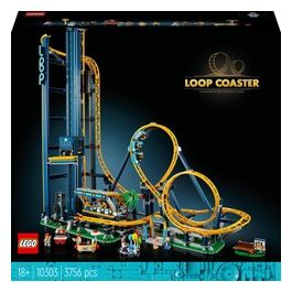 LEGO Icons 10303 Montagne Russe, Modellismo da Costruire Adulti, Pista per Parco Giochi con Treno Passeggeri, Idee Regalo