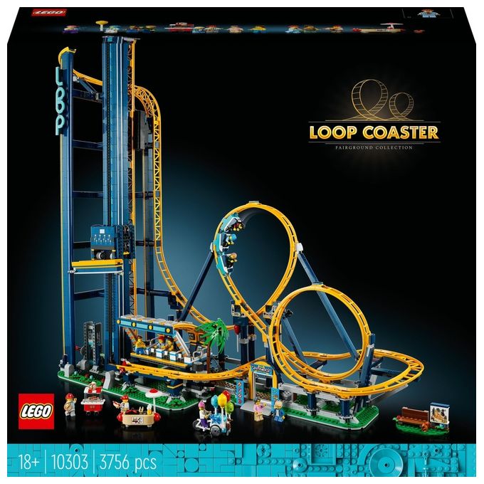 LEGO Icons 10303 Montagne Russe, Modellismo da Costruire Adulti, Pista per Parco Giochi con Treno Passeggeri, Idee Regalo