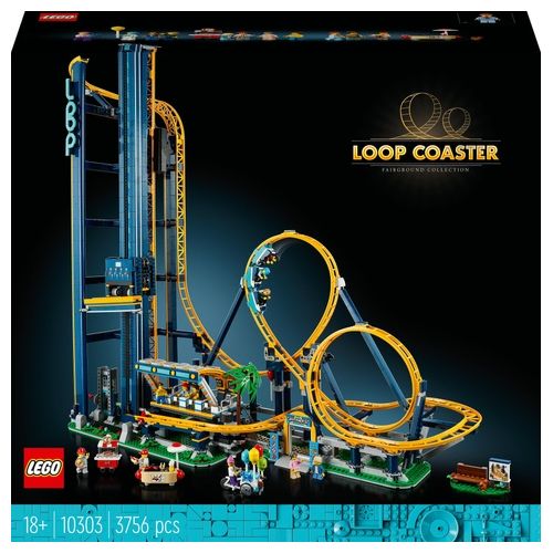 LEGO Icons 10303 Montagne Russe, Modellismo da Costruire Adulti, Pista per Parco Giochi con Treno Passeggeri, Idee Regalo
