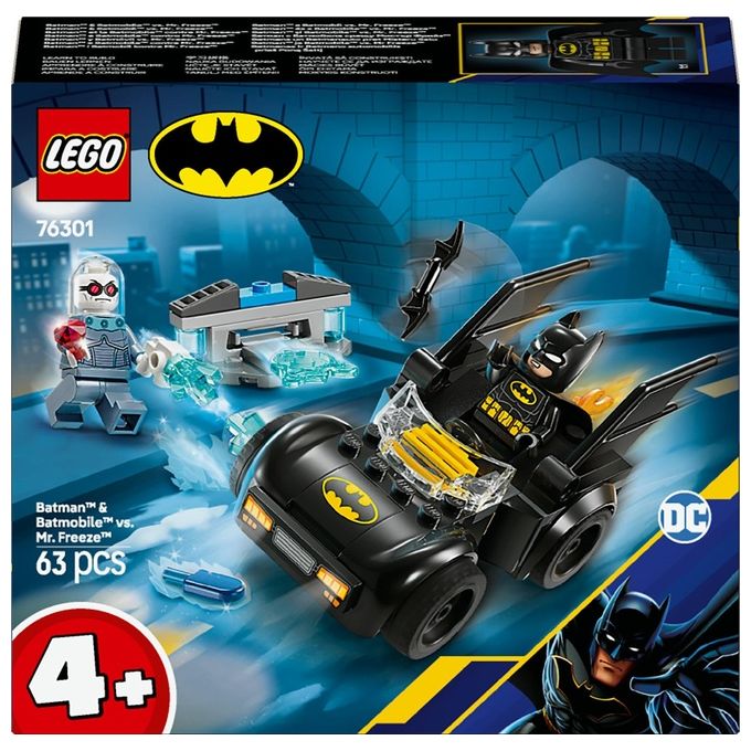 LEGO DC Batman e Batmobile Contro Mr. Freeze - Macchina Giocattolo del Supereroe con 2 Minifigure Accessori e Starter Brick per l'Auto Giochi per Bambini e Bambine da 4 Anni in su Idea Regalo 76301
