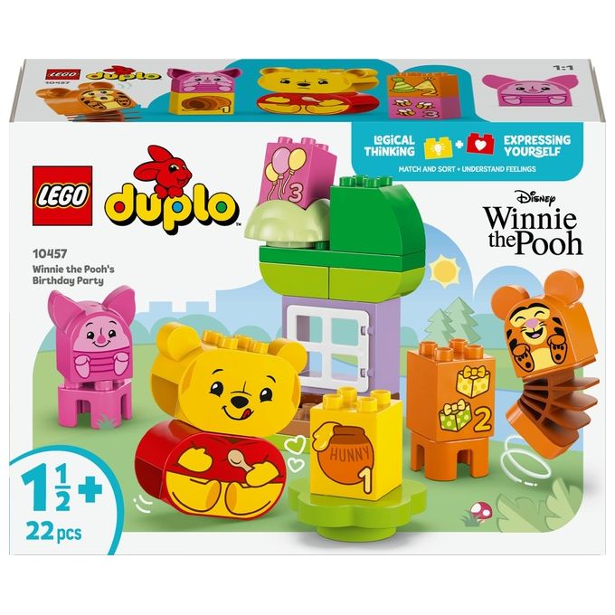 Image of LEGO DUPLO - Disney Festa di Compleanno di Winnie the Pooh - Giocattolo Educativo con Personaggi con Doppio Volto e Casa sull'Albero Giochi Didattici per Bambini e Bambine da 18 Mesi in su - 10457