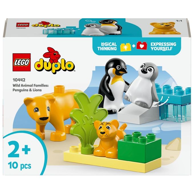 Image of LEGO DUPLO Famiglie di Animali: Pinguini e Leoni Giochi di Fantasia Educativi per Bambini e Bambine da 2 Anni in su Giocattolo Creativo per la Cura dei Cuccioli Idea Regalo d'Avventura 10442