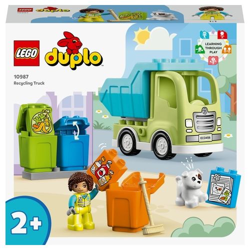 LEGO DUPLO 10987 Camion Riciclaggio Rifiuti, Camion Spazzatura Giocattolo, Gioco Educativo per Bambini, Raccolta Differenziata