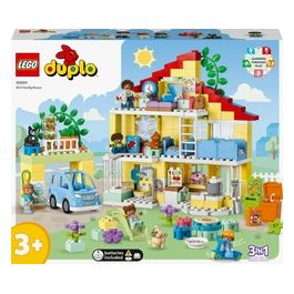 LEGO DUPLO 10994 Casetta 3 in 1, Casa delle Bambole, Auto Push-and-Go, 7 Figure e Mattoncino Luminoso per Bambini da 3+ Anni