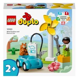 LEGO DUPLO Town 10985 Turbina Eolica e Auto Elettrica, Macchina Giocattolo, Giochi Educativi per Bambini, Set Vita Sostenibile