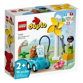 DUPLO Town 10985 Turbina Eolica e Auto Elettrica, Macchina Giocattolo, Giochi Educativi per Bambini, Set Vita Sostenibile