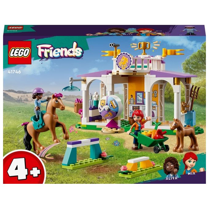 LEGO Friends 41746 Addestramento Equestre, Scuderia Cavalli Giocattolo e Mini Bamboline, Cura degli Animali, Regalo per Bambini