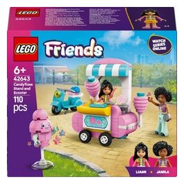 Friends Bancarella di Zucchero Filato e Scooter Giochi di Ruolo Creativi per Bambine da 6 Anni con Mini Bamboline di Liann e Jamila Veicolo Carrello con Ruote e Cibo Giocattolo 42643