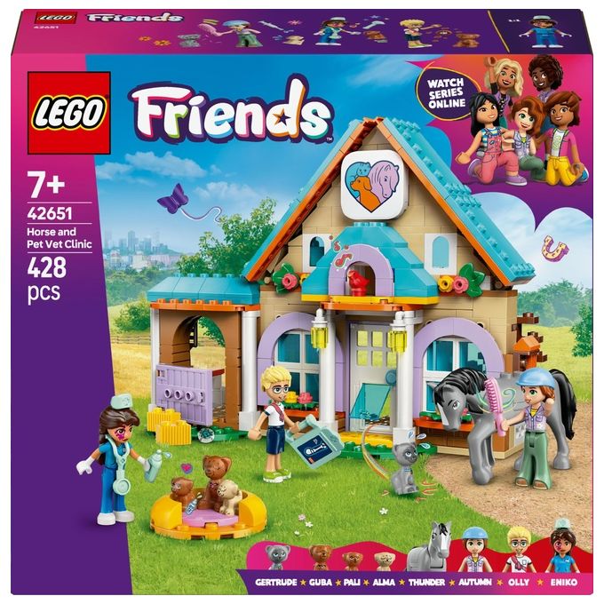 Image of LEGO Friends Cavallo e Clinica Veterinaria Giochi Creativi per le Abilita' Sociali e Cura degli Animali per Bambine da 7 Anni Giocattolo con Cani Gatti e Personaggi Idea Regalo di Compleanno 42651